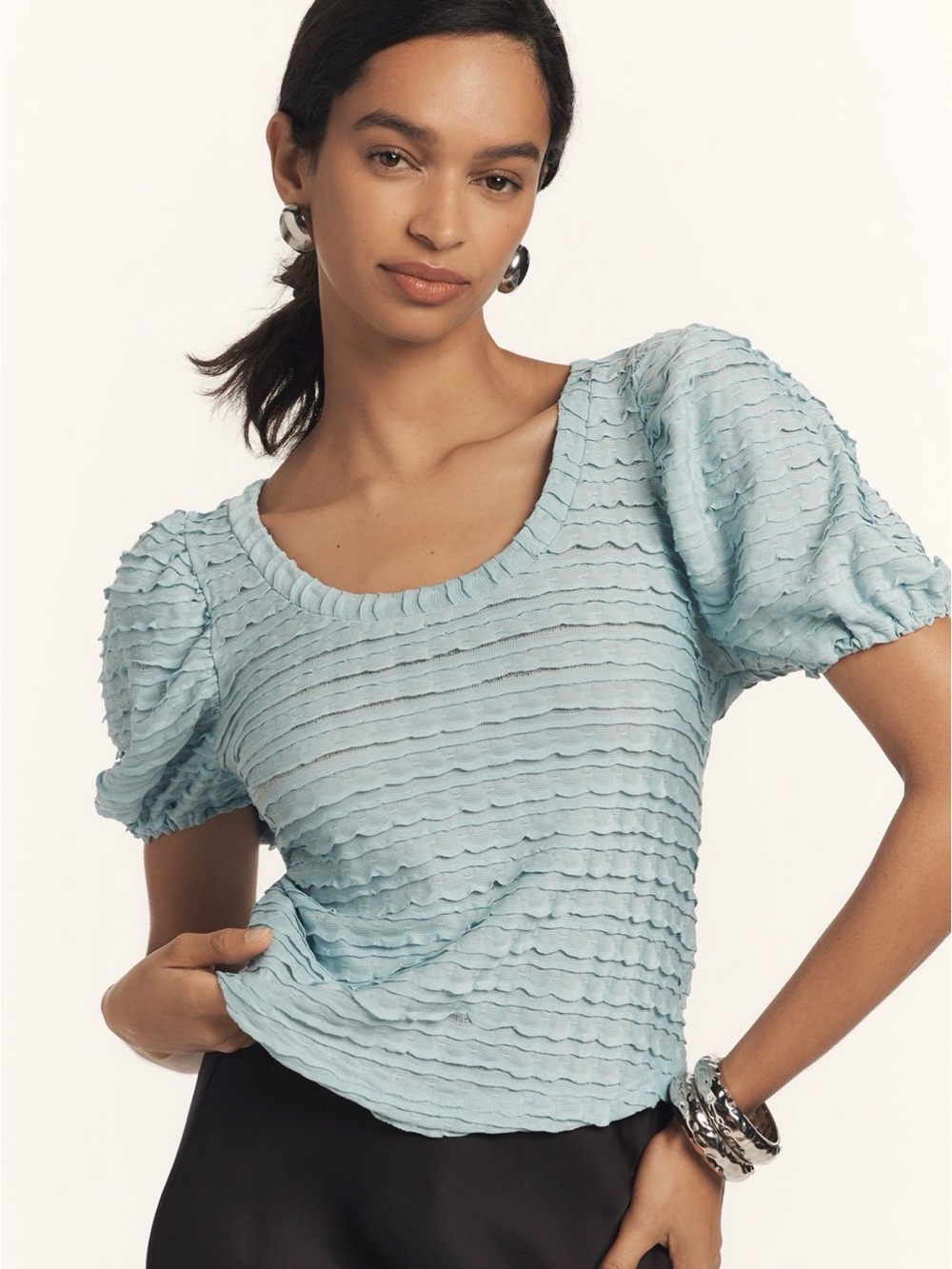 Anthropologie Textured Ruffled Top